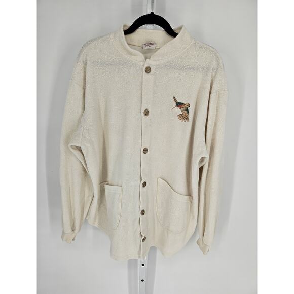 Art Unlimited Sportwear Women's Fleece Button Down Hummingbird Cardigan Size XL - Picture 1 of 4